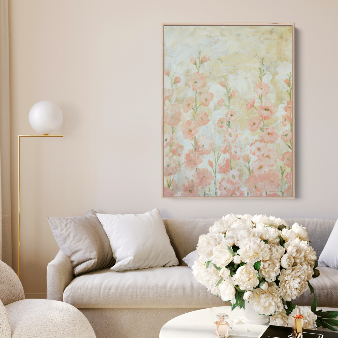 Hollyhocks in Blush